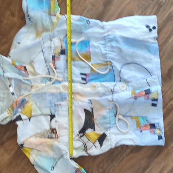 Dolcezza 100% Linen Hooded Abstract Art Jacket - Picture 10 of 11